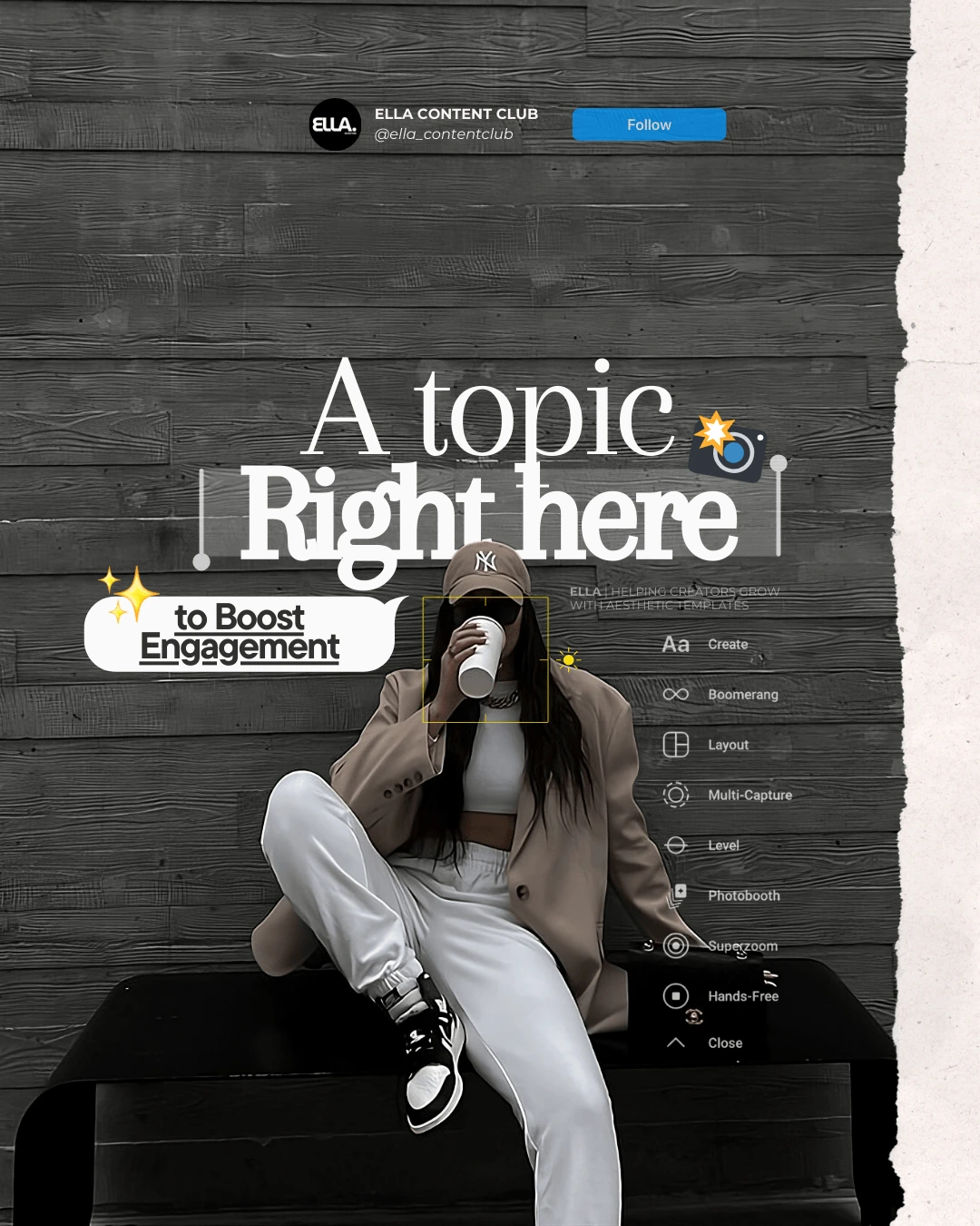 Plantilla sobre interacción en redes, con una mujer de americana sentada frente a una pared negra.